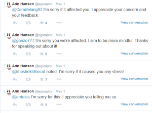 Arin Hanson (@EgoRaptor) responding to criticism